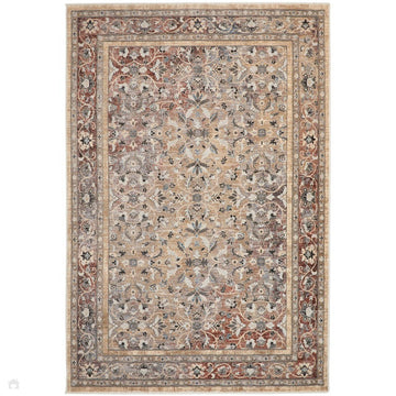 Legacy LEG03 Traditional Persian Medallion Border Soft-Touch Short Pile Polyester Flatweave Beige/Rust/Ivory Rug-Concept Looms-Rug Love - The Most Loved Rug Store